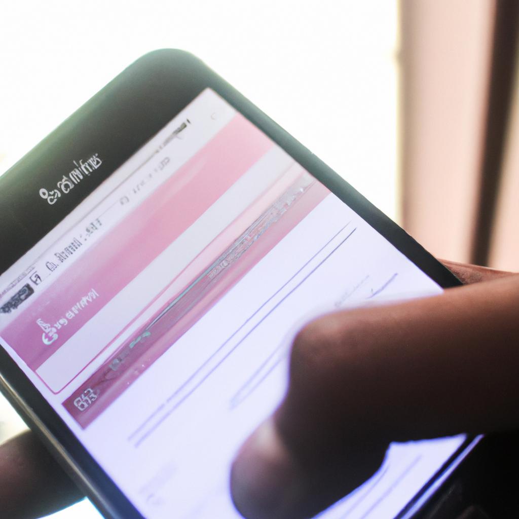 Person using mobile banking app